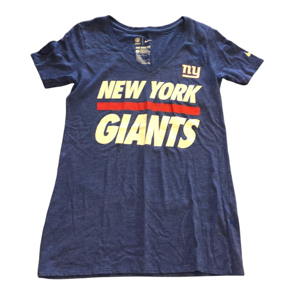 Nike NFL New York Giants V Neck Blue Short Sleeve Tee Size Small